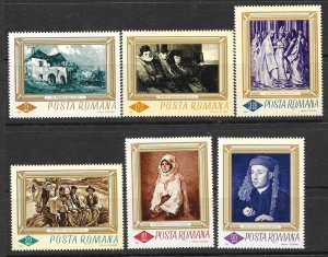 ROMANIA SC 1859-64 MNH issue of 1966 - ART - PAINTINGS