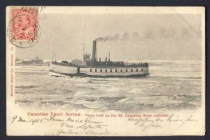 NAVAL - Winter 1905 Ferry boat Canada POSTAL HISTORY - postcard