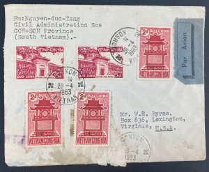 1963 Conson Vietnam Indochina Airmail Cover To Lexington VA USA