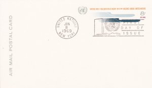 United Nations - New York # UXC7, Postal Card, First Day Cancel, 1/2 Cat.