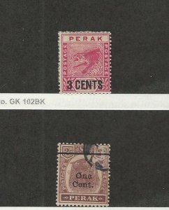 Malaya - Perak, Postage Stamp, #46 Mint Hinged, 62 Used, 1895-1900 Tiger