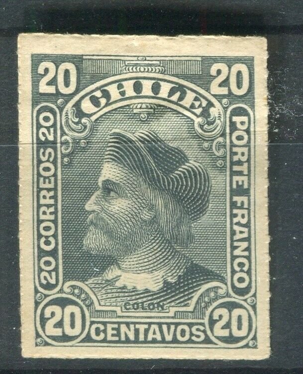 CHILE; 1900 early Columbus Rouletted issue Mint hinged Shade of 20c. value