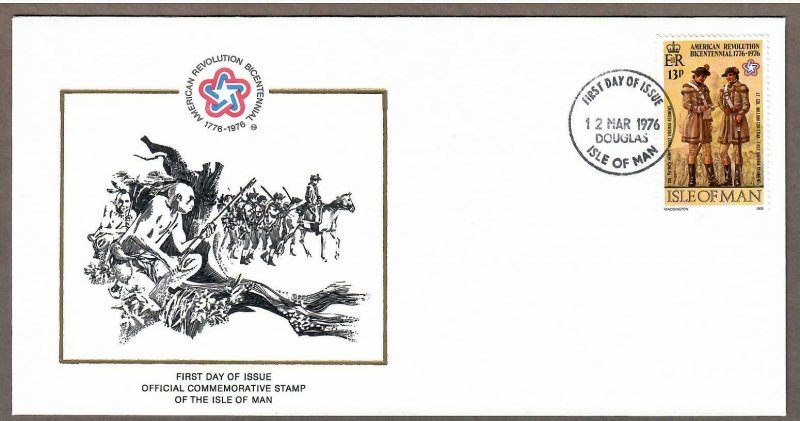 Isle of Man # 80 , American Revolution Anniversary FDC - I Combine S/H