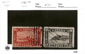 Canada, Postage Stamp, #174-175 Used, 1930 Citadel Quebec (AN)