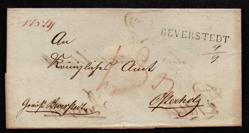 $German Stampless Cover, Beverdtedt--Osterholz, Osterholz-Beverstedt, double use