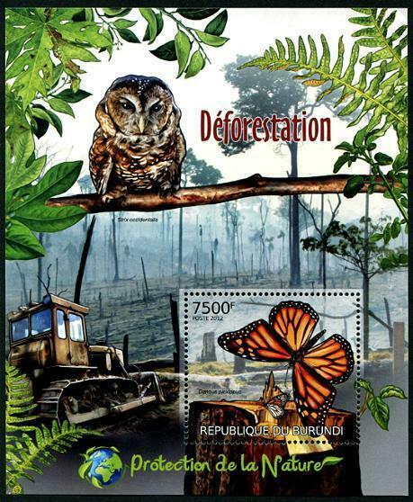 HERRICKSTAMP BURUNDI Sc.# 1131 Deforestation Butterfly Stamp S/S