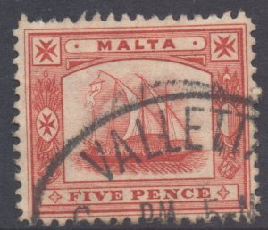 Malta Scott 16 - SG33, 1899 Victoria 5d used