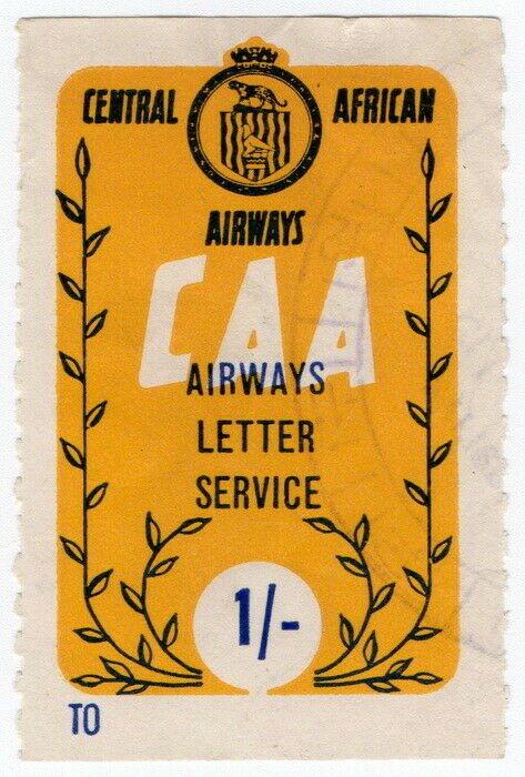 (I.B) Rhodesia Cinderella : Central African Airways Letter Service 1/-