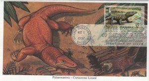 US    3136l  FDC, DINOSAURS,     CRETACEOUS LIZARD, MYSTIC,   CACHET,