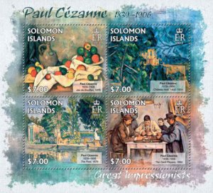 Solomon Islands - Artist, Cezanne - 4 Stamp Sheet - 19M-118