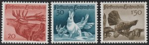 EDSROOM-16234 Liechtenstein 219-221 MNH 1946 Animals CV$12