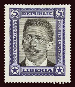 LIBERIA Scott #217 1923 President King unused OG HR thinned perf tooth