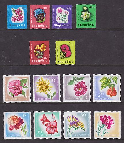 Albania Sc 862/1024 MLH. 1965 and 1967 Flowers, 2 cplt sets, fresh, VF,