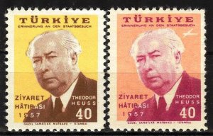 Turkey 1957 Theodor Heuss President of Germany Mi.1516/7 MNH