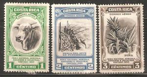 Costa Rica  Set of three unused Cow, fishermen, pineapple