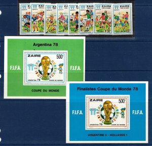 Zaire Sc 872-81 MNH set & 2 S/S issue of 1978 - Sport- Soccer - FIFA HJ06