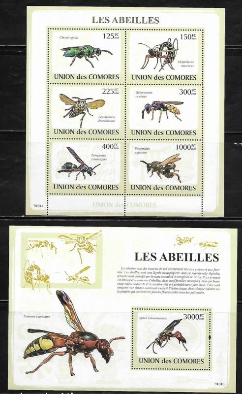 Comoro Islands 1079-80 Bees Mint NH