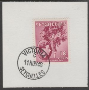 SEYCHELLES 1938 KG6  18c carmine  on piece with MADAME JOSEPH  POSTMARK