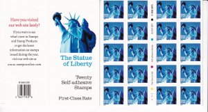 Sc# 3451 U.S 34¢ 1st Class 2001Statue of Liberty booklet sheet MNH CV $14.00