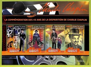 B0268 - DJIBOUTI - MISPERF ERROR Stamp Sheet - 2022 - CINEMA, Charlie Chaplin-