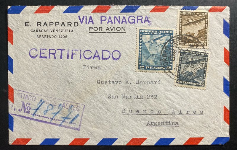 1940 Chile Airmail Commercial cover To Buenos Aires Argentina