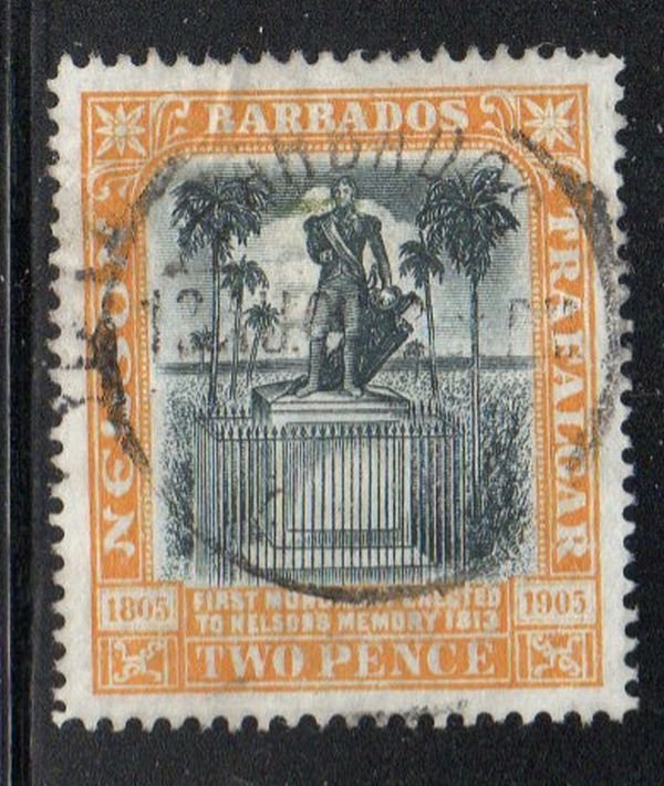 Barbados Sc 105 1906 2d Nelson Monument stamp used