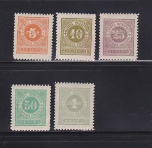 Montenegro J9-J13 Set MH Postage Due Stamps (B)