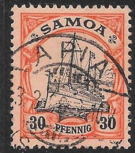 SAMOA (GERMAN) SGG12 1900 30pf BLACK & ORANGE ON BUFF USED