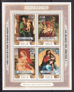 1986 Niue Sc #B60 s/s - Christmas semi-postal - Papal Visit overprint MNH Cv$18
