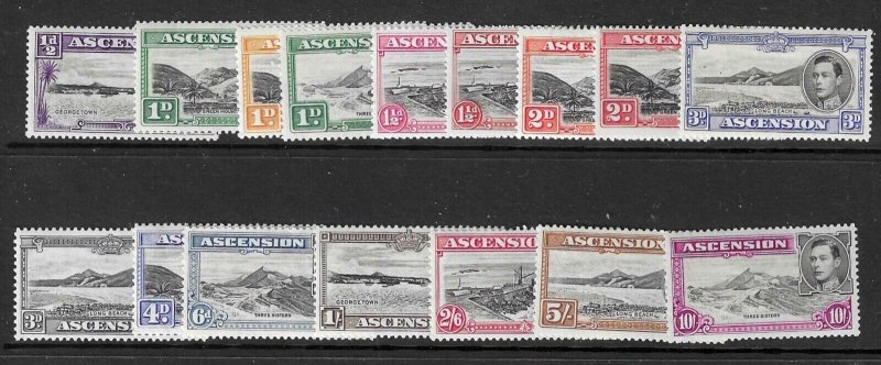 ASCENSION SG38b/47b 1938 DEFINITIVE SET OF 16  MTD MINT