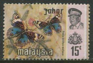 STAMP STATION PERTH Johore #181 Sultan Ismail Butterflies Used 1971