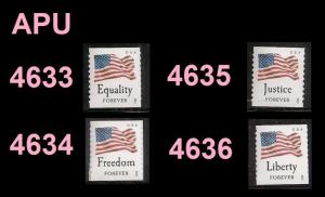 US 4633-4636 Four Flags forever coil set APU (4 single stamps) MNH 2012 