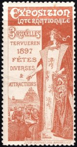 1897 Belgium Poster Stamp International Exposition Various Festivities Attractio