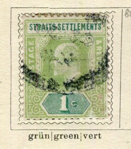 STRAITS SETTLEMENTS; 1902 early Ed VII issue fine used 1c. value