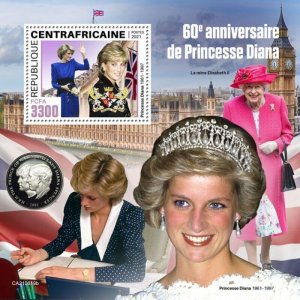 Central Africa - 2021 Princess Diana Anniversary - Souvenir Sheet - CA210619b