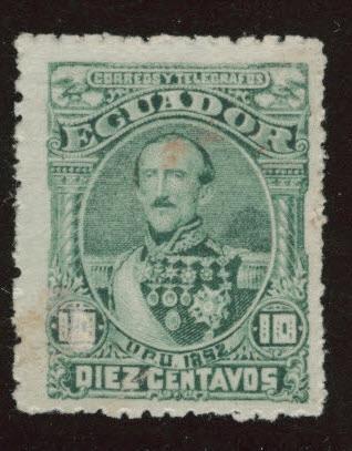 Ecuador Scott 26 MH* 1950  stamp with red stains