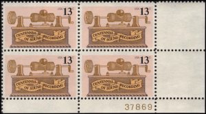 US #1705 SOUND RECORDING MNH LR PLATE BLOCK #37869 DURLAND $1.15