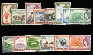 Tristan Da Cunha #14-27 Cat$57.50 (for hinged), 1954-58 QEII, complete set, v...