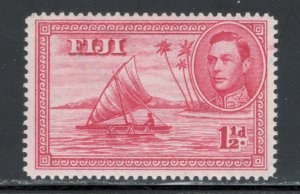 Fiji 1942 King George VI & Man in Canoe 1 1/2p Scott # 132b MH (Perf 14)