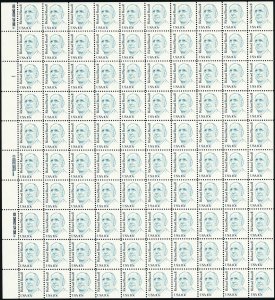 Richard Russell Sheet of One Hundred 10 Cent Postage Stamps Scott 1853