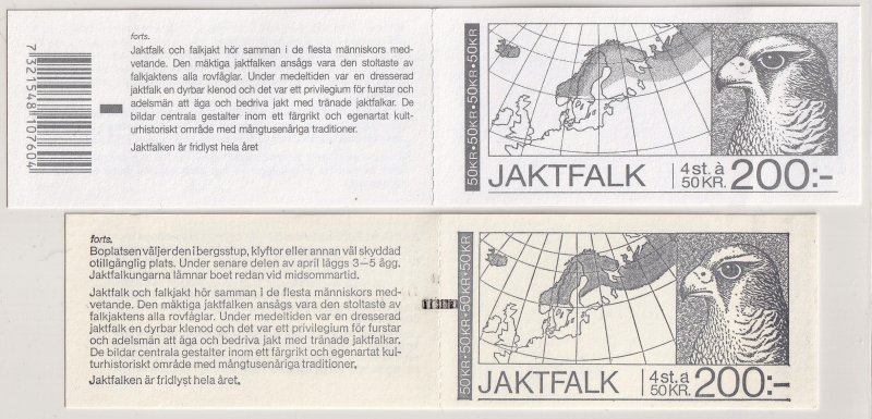 Sweden 1981 + 2001 Scott 1351a Gyrfalcon birds of prey falcon Slania Storvreta