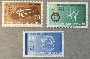 Turkey 1963 Nuclear Research, MNH.  Scott 1584-1586, CV $1.05