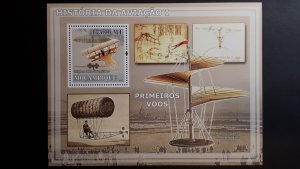 Airplanes - History of Aviation 1 - Mozambique 2009 - Complete SS + Bl ** MNH