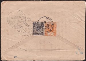 MALAYA 1923 cover GV franking MALACCA to India.............................A8437