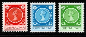 GIBRALTAR SG287/9 1971 COIL STAMPS MNH