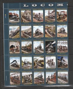 Marshall Islands 1041 Folded Sheet Set MNH Trains, 2 Scans