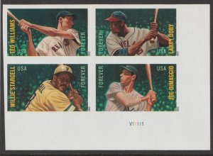 U.S.  Scott# 4694a-7a 2012 Baseball All-Stars XF MNH Imperf Plate Block #V11111