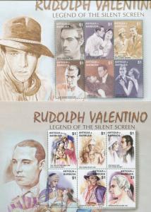 Rudolph Valentino Silent Screen Legend Souvenir Stamp Sheets Antigua E62-63
