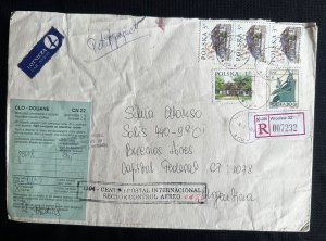 CM) 2001. POLAND. AIRMAIL ENVELOPE SENT ARGENTINA. MULTIPLE STAMPS. XF