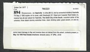 US Sc#212 Nashville Tenn Adv Cover Weed & Cassedy Law And Real Estate